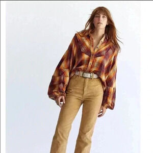 Free People Kyoto Plaid Top